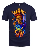 Inhat Tattoo Say Crazy Artist Graphic Tshirt Bold Street Art Tee - navy t-shirt on white background