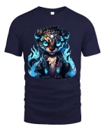 Mystic Flame Leopard Cub Graphic Tshirt Glowing Fantasy Art Tee - navy t-shirt on white background