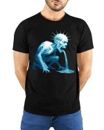 Frozen Screaming Creature Graphic Tshirt Dark Horror Art Tee - model wearing black tee with hands behind back