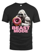 Beast Mode Gorilla Donut T Shirt Funny Savage Style - black t-shirt on white background