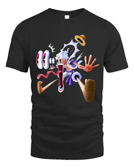 Gear Five Anime Inspired T Shirt Funny Cartoon Art - black t-shirt on white background