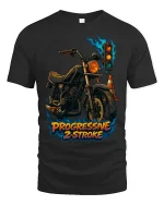Progressive 2 Stroke T Shirt Retro Motorcycle Art - black t-shirt on white background