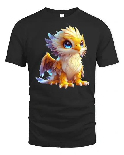 Cute Baby Griffin T Shirt Magical Fantasy Art - black t-shirt on white background