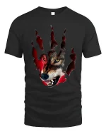 Fierce Wolf Claw Mark T Shirt Wild Predator Art - black t-shirt on white background