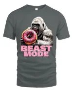 Beast Mode Gorilla Donut T Shirt Funny Savage Style - gray t-shirt on white background