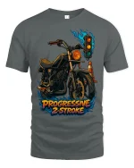 Progressive 2 Stroke T Shirt Retro Motorcycle Art - gray t-shirt on white background