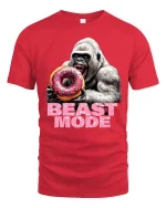 Beast Mode Gorilla Donut T Shirt Funny Savage Style - red t-shirt on white background