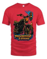 Progressive 2 Stroke T Shirt Retro Motorcycle Art - red t-shirt on white background