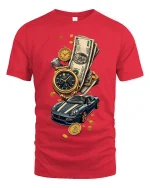 Luxury Money And Fast Car T Shirt Wealth Lifestyle Art - red t-shirt on white background
