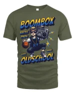 Boombox Battle 1984 Oldschool T Shirt Retro Vibes - military green t-shirt on white background