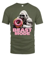Beast Mode Gorilla Donut T Shirt Funny Savage Style - military green t-shirt on white background