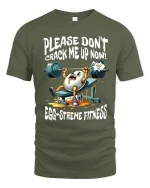 Egg Streme Fitness T Shirt Funny Gym Workout Pun - military green t-shirt on white background