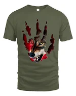 Fierce Wolf Claw Mark T Shirt Wild Predator Art - military green t-shirt on white background