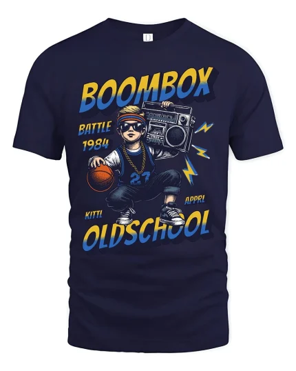 Boombox Battle 1984 Oldschool T Shirt Retro Vibes - navy t-shirt on white background
