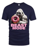 Beast Mode Gorilla Donut T Shirt Funny Savage Style - navy t-shirt on white background