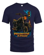 Progressive 2 Stroke T Shirt Retro Motorcycle Art - navy t-shirt on white background