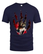 Fierce Wolf Claw Mark T Shirt Wild Predator Art - navy t-shirt on white background