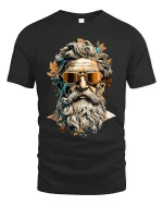Cool Bearded Greek God Portrait Graphic T Shirt - black t-shirt on white background