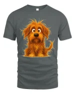 Cute Shaggy Puppy Cartoon Graphic T Shirt - gray t-shirt on white background