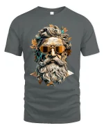 Cool Bearded Greek God Portrait Graphic T Shirt - gray t-shirt on white background