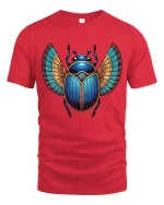 Egyptian Scarab Beetle Graphic T Shirt Art - red t-shirt on white background