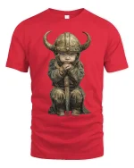 Cute Baby Viking Warrior Graphic T Shirt Art - red t-shirt on white background