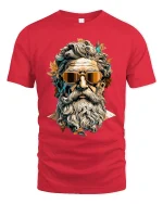 Cool Bearded Greek God Portrait Graphic T Shirt - red t-shirt on white background