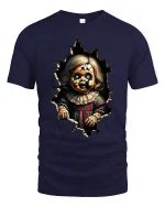 Creepy Cracked Doll Horror Graphic T Shirt Art - navy t-shirt on white background