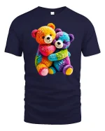 Cute Rainbow Teddy Bears Hugging Graphic T Shirt - navy t-shirt on white background