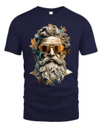 Cool Bearded Greek God Portrait Graphic T Shirt - navy t-shirt on white background