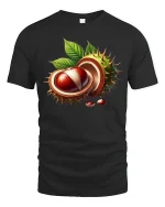 Realistic Chestnut Illustration Graphic T Shirt - black t-shirt on white background