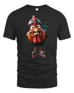Funny Roller Skating Chicken Graphic T Shirt - black t-shirt on white background