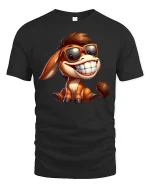 Cool Smiling Donkey With Sunglasses Graphic T Shirt - black t-shirt on white background
