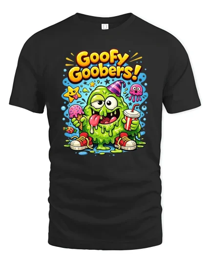 Goofy Goobers Funny Slime Monster Graphic T Shirt - black t-shirt on white background