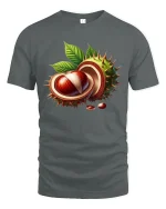 Realistic Chestnut Illustration Graphic T Shirt - gray t-shirt on white background