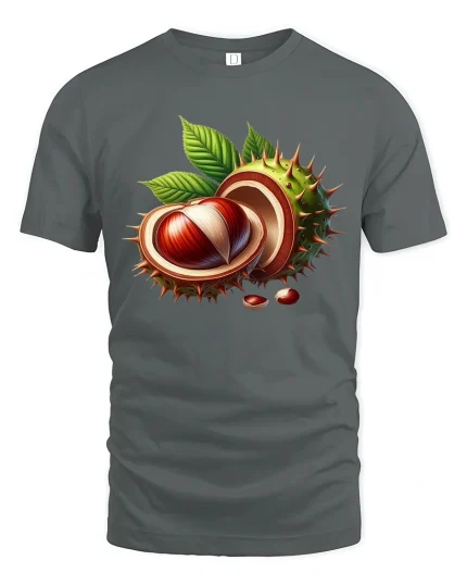 Realistic Chestnut Illustration Graphic T Shirt - gray t-shirt on white background