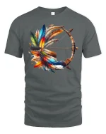 Colorful Feather Bow And Arrow Graphic T Shirt - gray t-shirt on white background
