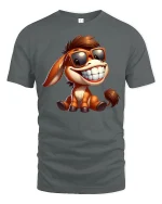 Cool Smiling Donkey With Sunglasses Graphic T Shirt - gray t-shirt on white background