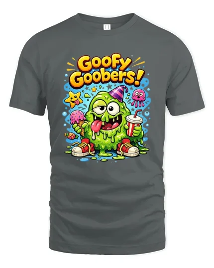 Goofy Goobers Funny Slime Monster Graphic T Shirt - gray t-shirt on white background