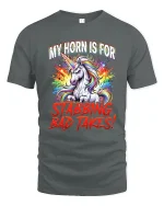 My Horn Is For Stabbing Bad Takes Unicorn T Shirt - gray t-shirt on white background
