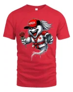 Funny Ninja Ghost With Rose Graphic T Shirt - red t-shirt on white background