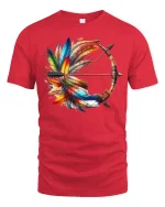 Colorful Feather Bow And Arrow Graphic T Shirt - red t-shirt on white background