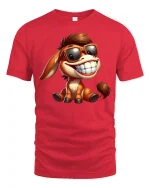 Cool Smiling Donkey With Sunglasses Graphic T Shirt - red t-shirt on white background