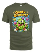Goofy Goobers Funny Slime Monster Graphic T Shirt - military green t-shirt on white background