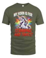 My Horn Is For Stabbing Bad Takes Unicorn T Shirt - military green t-shirt on white background