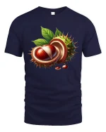 Realistic Chestnut Illustration Graphic T Shirt - navy t-shirt on white background
