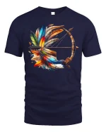 Colorful Feather Bow And Arrow Graphic T Shirt - navy t-shirt on white background