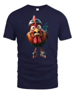 Funny Roller Skating Chicken Graphic T Shirt - navy t-shirt on white background