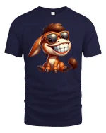 Cool Smiling Donkey With Sunglasses Graphic T Shirt - navy t-shirt on white background