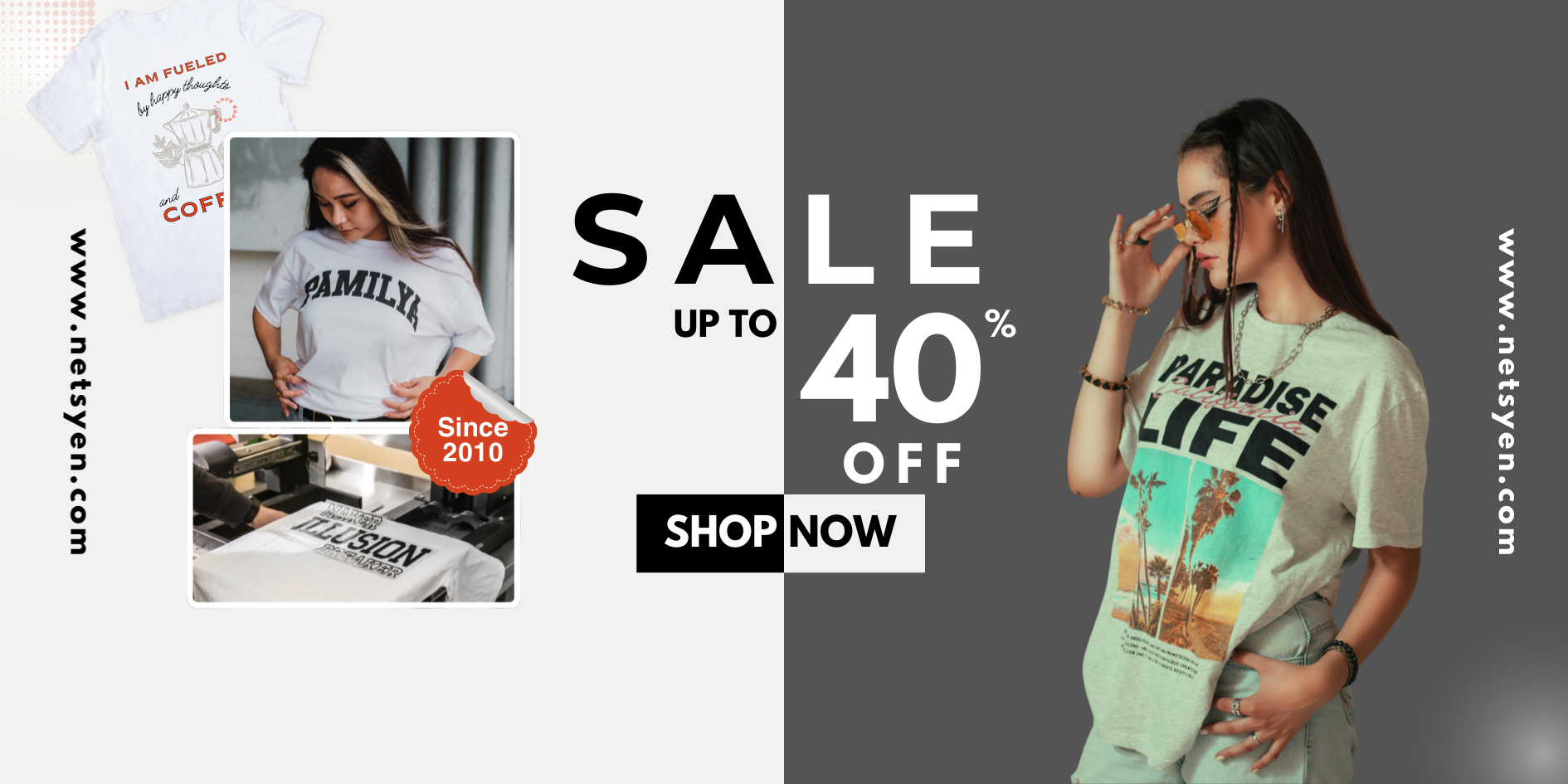 Black White Simple Fashion Sale Banner Landscape